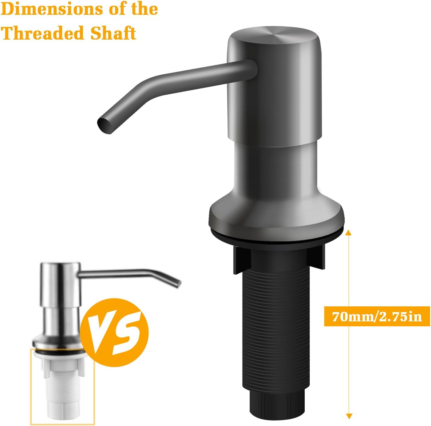 Soap Dispenser for Kitchen Sink, Built in Sink Soap Dispenser Lotion Dispenser with 17 OZ Bottle, Refill from The Top Bar Sink Soap Dispenser, Gray