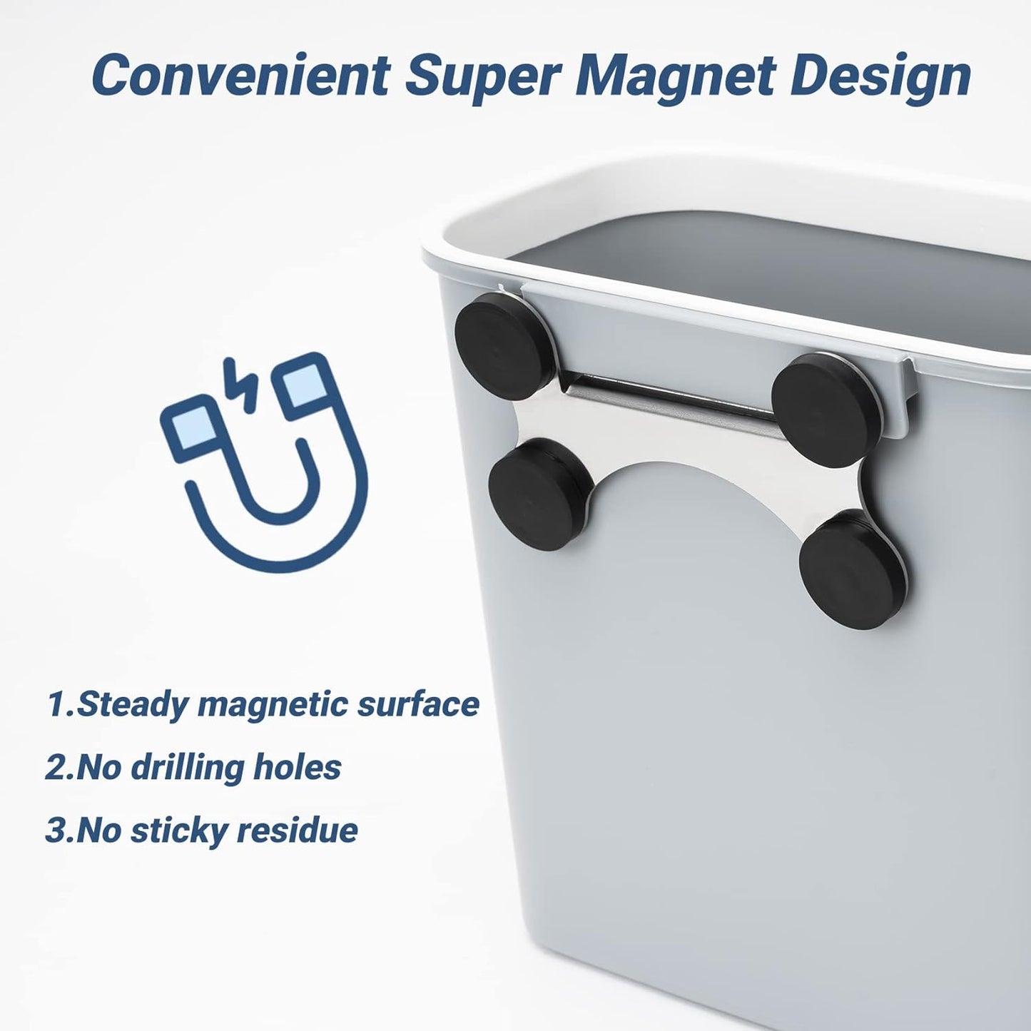 Skyflame Magnetic Hanging Trash Can, 2.1 Gallon Plastic Garbage Container, Multi-Function Grill Hanging BBQ Utensils Organizer Holder, Use for Kitchen/Bedroom/Bathroom/Camping/Grills