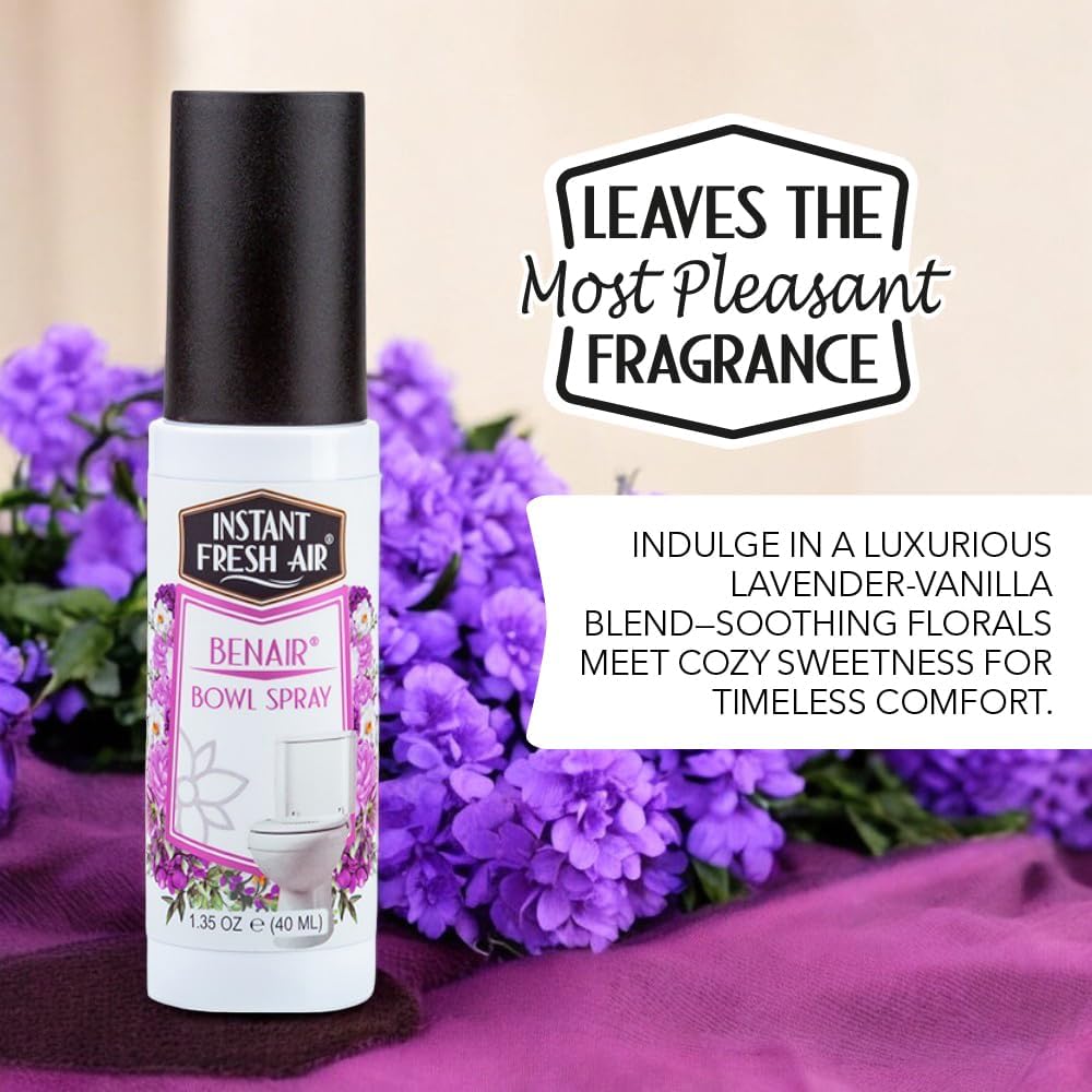 2-Pack: Superior Toilet Spray with Instant Odor Elimination, Lavender Vanilla Fragrance, Odor Eliminator Bathroom Spray, Travel Size, Long-Lasting, Eco-Friendly, 1.35 Oz. - INSTANT FRESH AIR