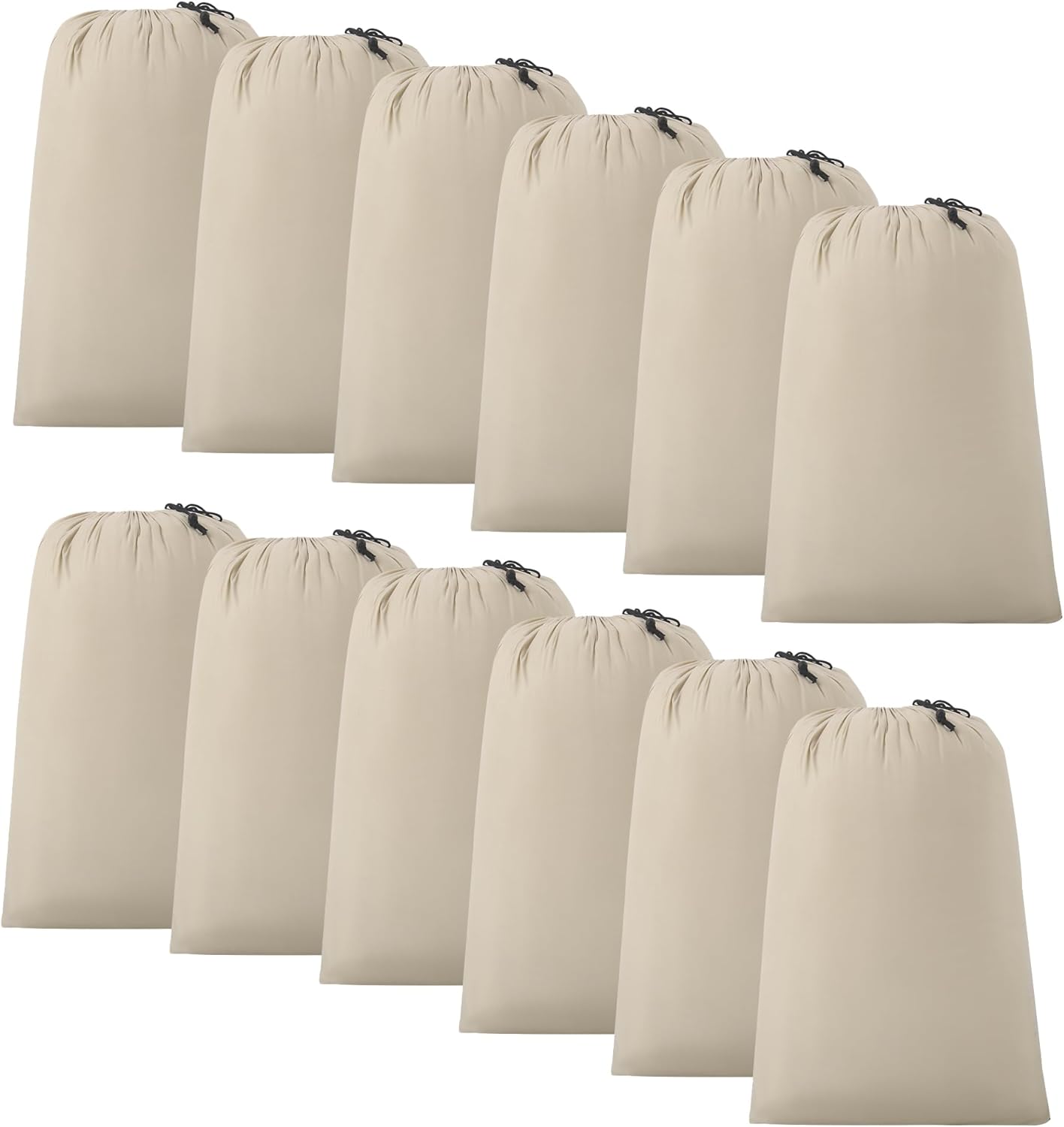 ZPECC Travel Laundry Bag 12 Pack,Bulk Extra Large Heavy Duty Bags, Durable Dirty Clothes Organizer With Drawstring, Fit a Basket or Hamper (40" X 30",Khaki)