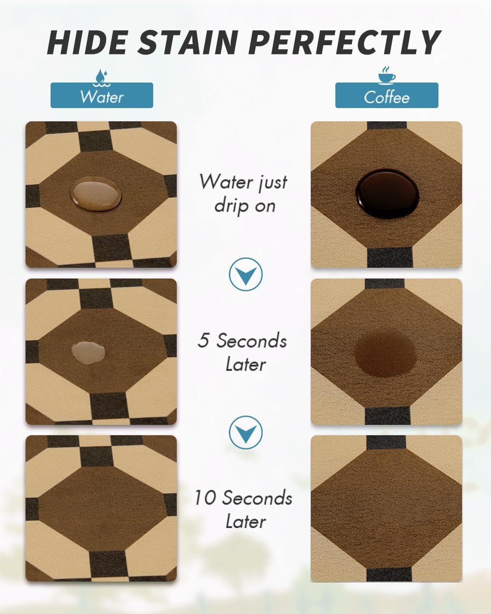 AMOAMI Coffee Mat Hide Stain Rubber Backed Absorbent Dish Drying Mat for Kitchen Counter - Fits Under Coffee Maker or Machine - PEANUT 17x31.5