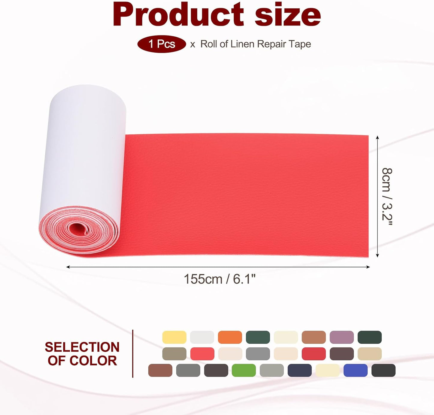 PATIKIL Leather Patches Tape for Furniture, 3.2 x 61 Inch Self Adhesive Vinyl Leather Repair Kit Cover Sheet for Couch, Sofa, Car Seats, Office Chair, Red