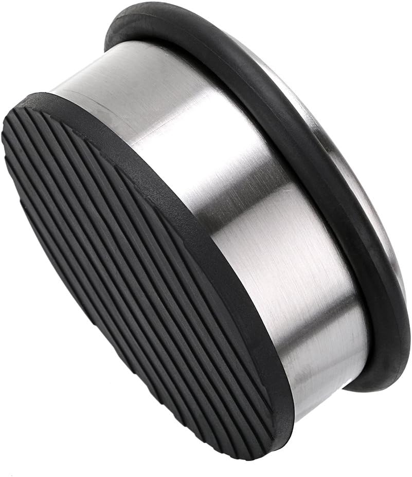 Sumnacon Heavy Duty Floor Door Stopper No Drill, Durability Stainless Steel Door Stops with Anti-Skid Rubber - Contemporary Decorative Safety Door Wedge for Home Office Commercial Industrial, Silver