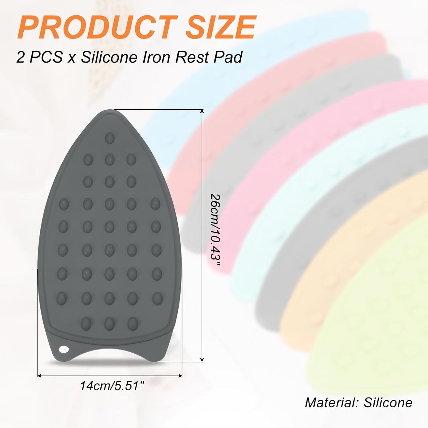 PATIKIL Silicone Iron Rest Pad, 2 Pcs Multipurpose Hot Heat Resistant Iron Rest Plate Protective Pad for Ironing Board Hot Resistant Steamer Steam Compact Mat, Gray