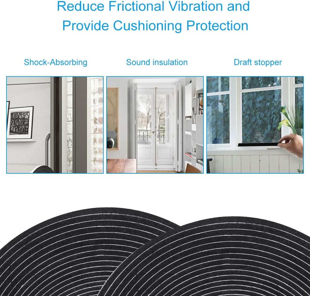 Seal Foam Tape,1/2 Inch W x 1/16 Inch T Weather Stripping for Door and Window, High Density Single Sided Closed Cell Door Insulation Weather Strip,2 Rolls 16FT Long Each