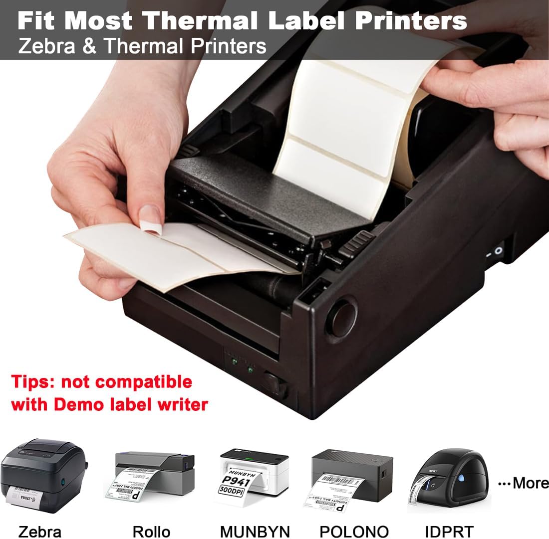Thermal Labels 2-1/4 x 1-1/4, Adhesive Label Stickers 1000 Printer Papers for Barcode, FNSKU, Mailing, Shipping, Compatible with Zebra, Rollo and More Thermal Printer