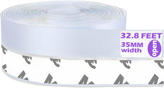 Weather Stripping Door Seal Strip for Gaps, Silicone Draft Stopper Adhesive Tape for Sliding Doors, Windows, Shower Glass, Soundproof Seal for Home Insulation, 32.8ft Roll