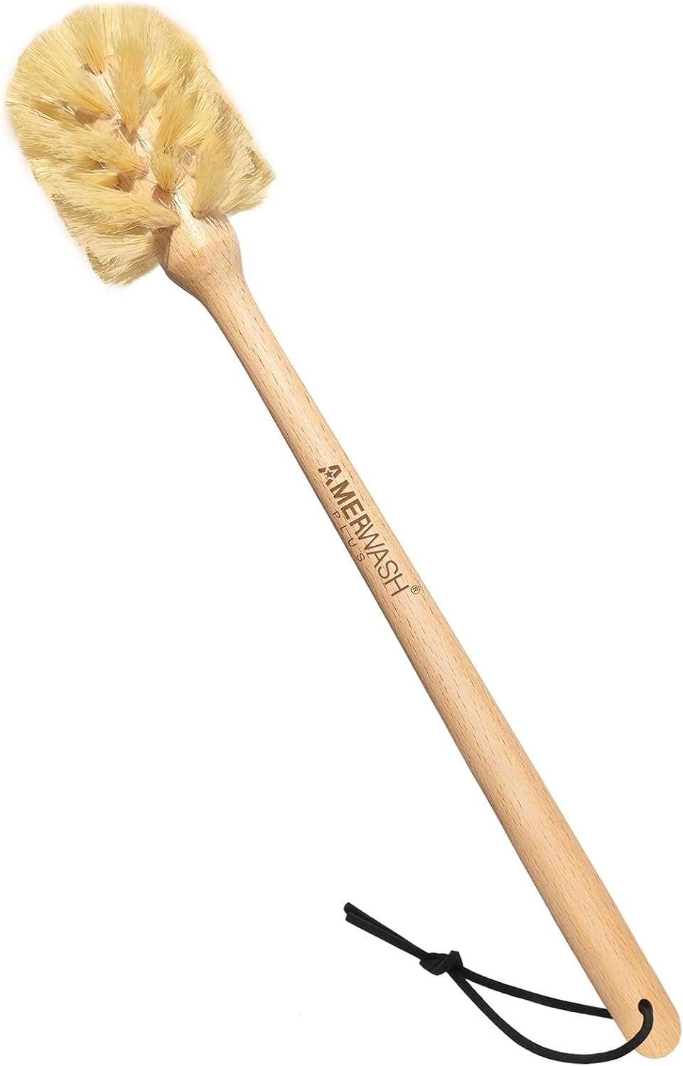 Bottle Brush with Strong Sisal Bristles, 13-3/4 Inch Long Wood Handle Hanging Design Cleaning Brush Cleans and Scrubs Wide Mouth Jars, Glasses, Vases, Mugs and Pitchers