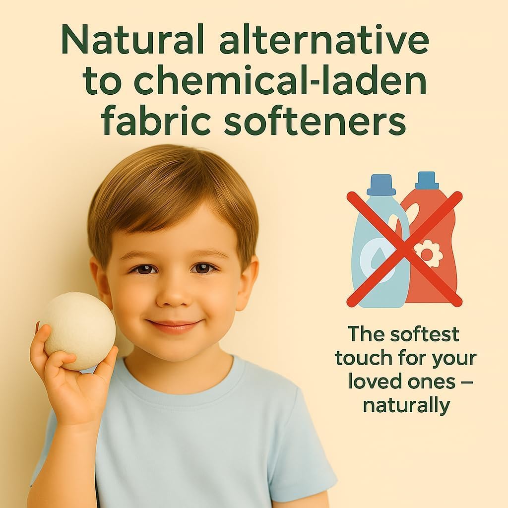 Wool Dryer Balls – 4XL Pack + 2 Essential Oils – 100% Pure New Zealand Wool – Eco-Friendly Fabric Softener