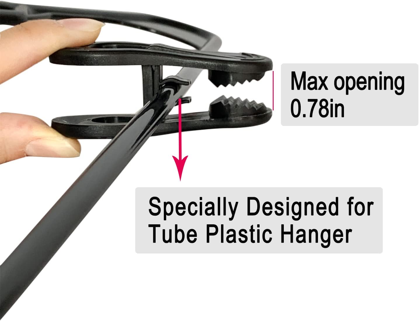 Black Hanger Clips 30 PCS, Plastic Hangers Clips Perfect for Plastic Velvet Hangers, Multi-Purpose Clothes Pins Finger Clip for Skirt Pants Hanger