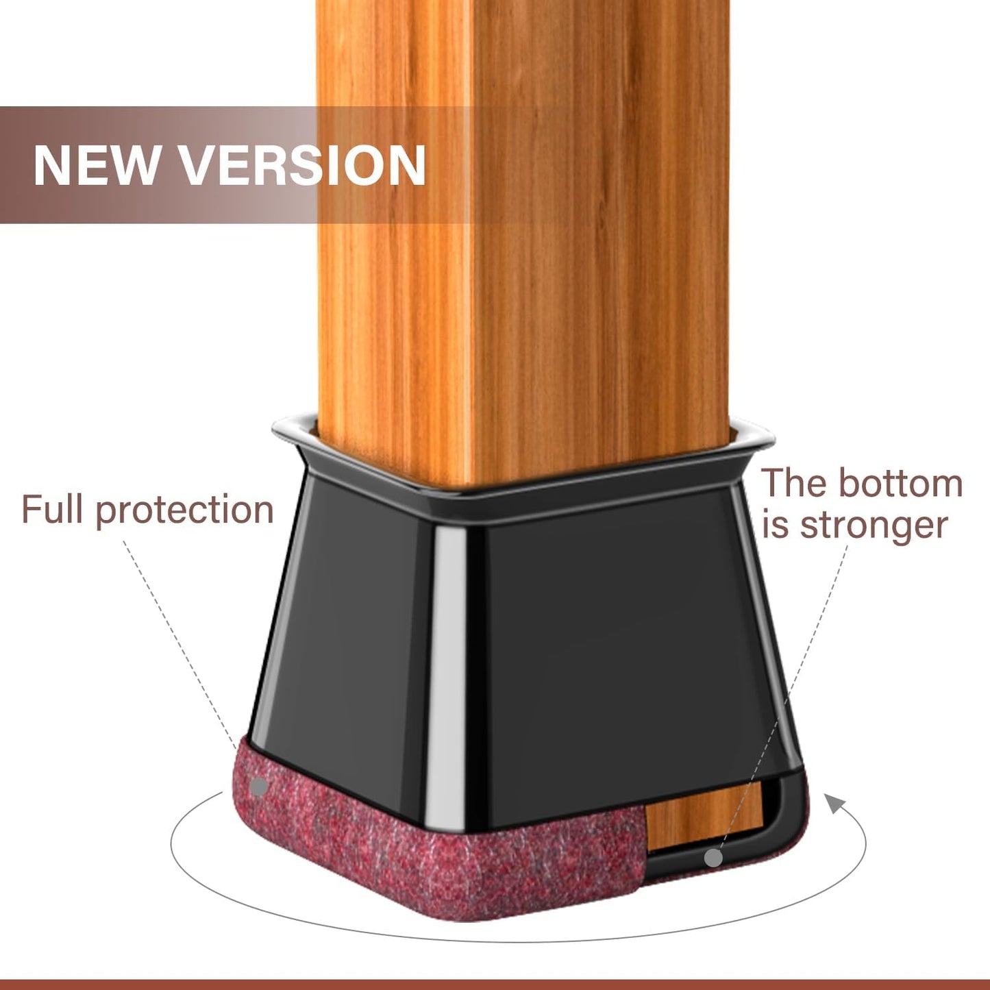 Chair Leg Floor Protectors Chair Leg Protectors for Hardwood Floors Silicone Caps Felt Strengthen Bottom Protection Anti-Scratch Reduce Noise 32 Pack Black Square L Fit:1-1/8" to 1-9/16" (27-40mm)