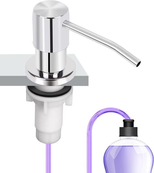 Soap Dispenser Kitchen Sink, Sink Soap Dispenser, 47" Extension Tube kit, Dish Soap Dispenser Pump, No Need More Refills (Chrome)