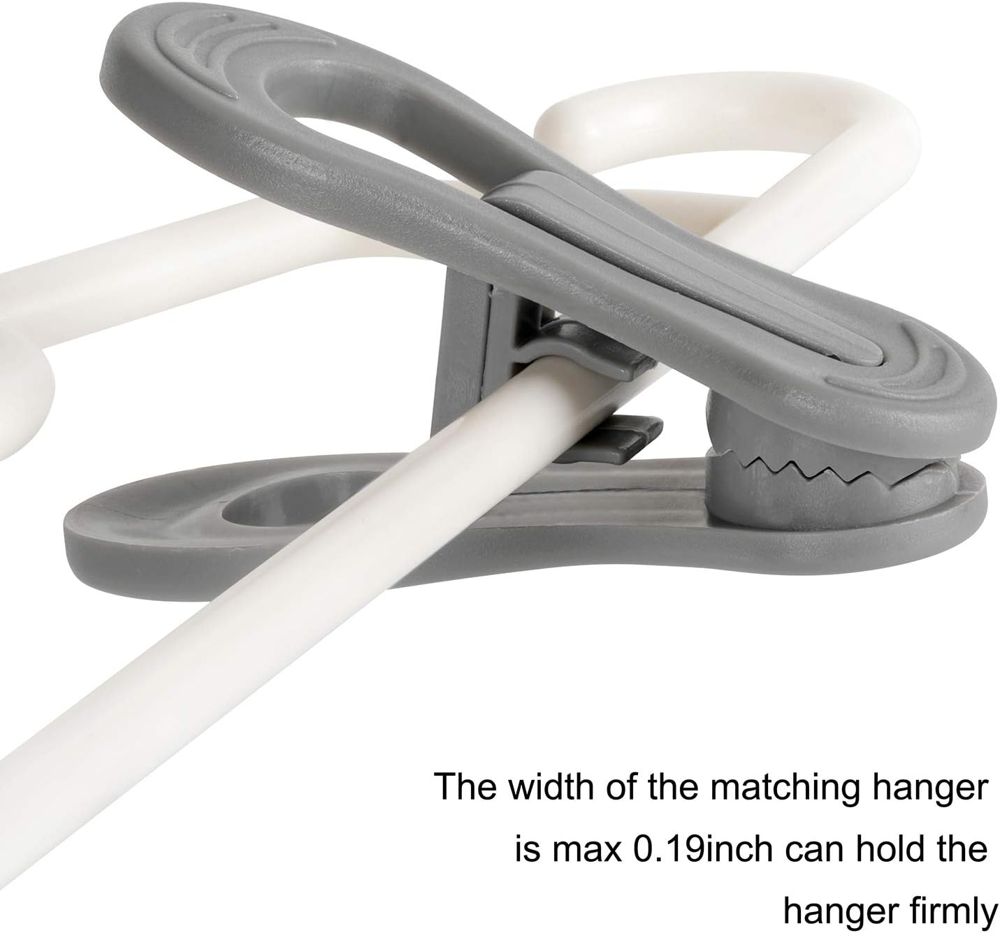 Tinfol 24pc Grey Plastic Hanger Clips, Strong Pinch Grip Finger Clips for Plastic Clothes Hangers, Multi-Purpose Kid Hanger Clip for Skirt Pant Hangers
