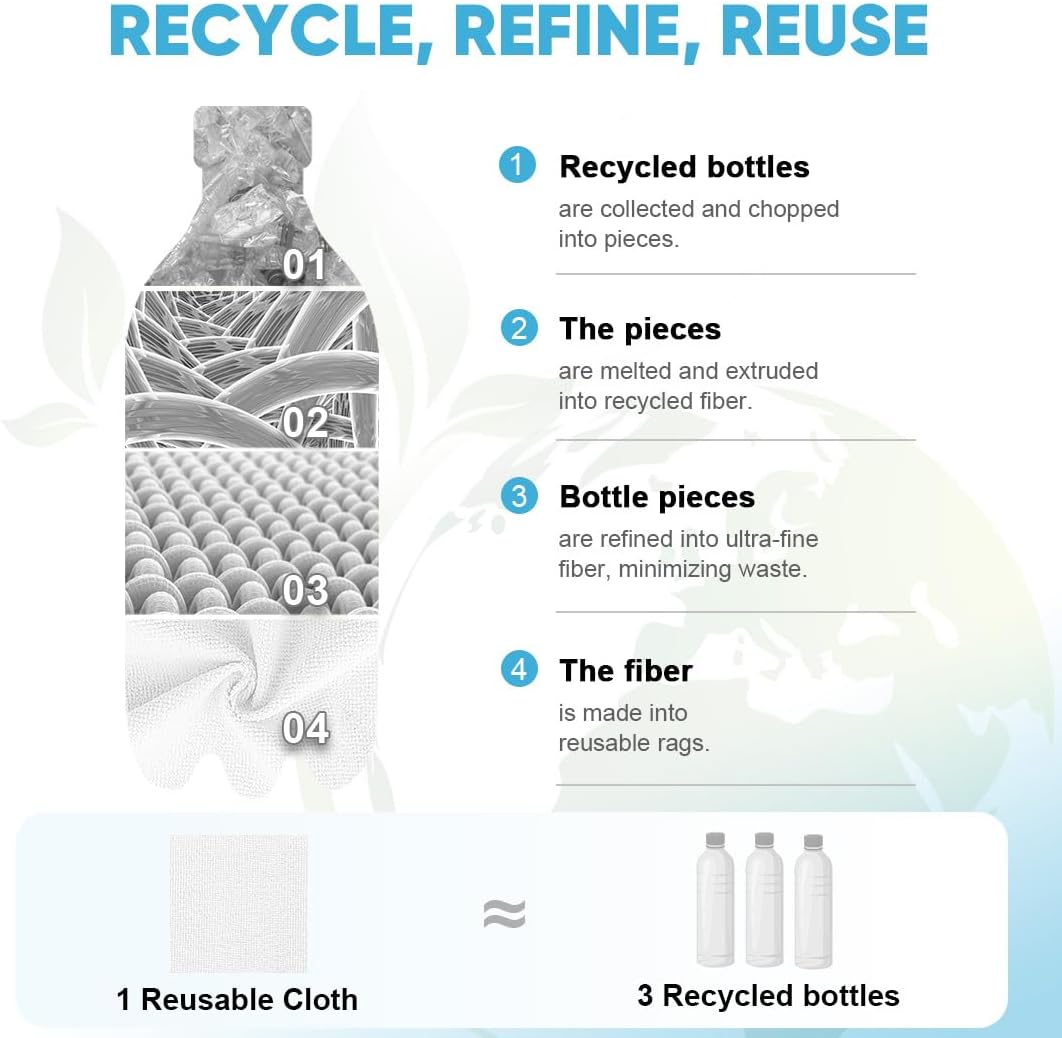 AIDEA Microfiber Cleaning Cloth White, Shop Rags 330 Sheets(6 Roll), Towels for Cars, Tear Away Reusable Paper Towels, Kitchen Towels Cleaning Rags for Automotive, Mechanic, Workshops, House, 11×9"