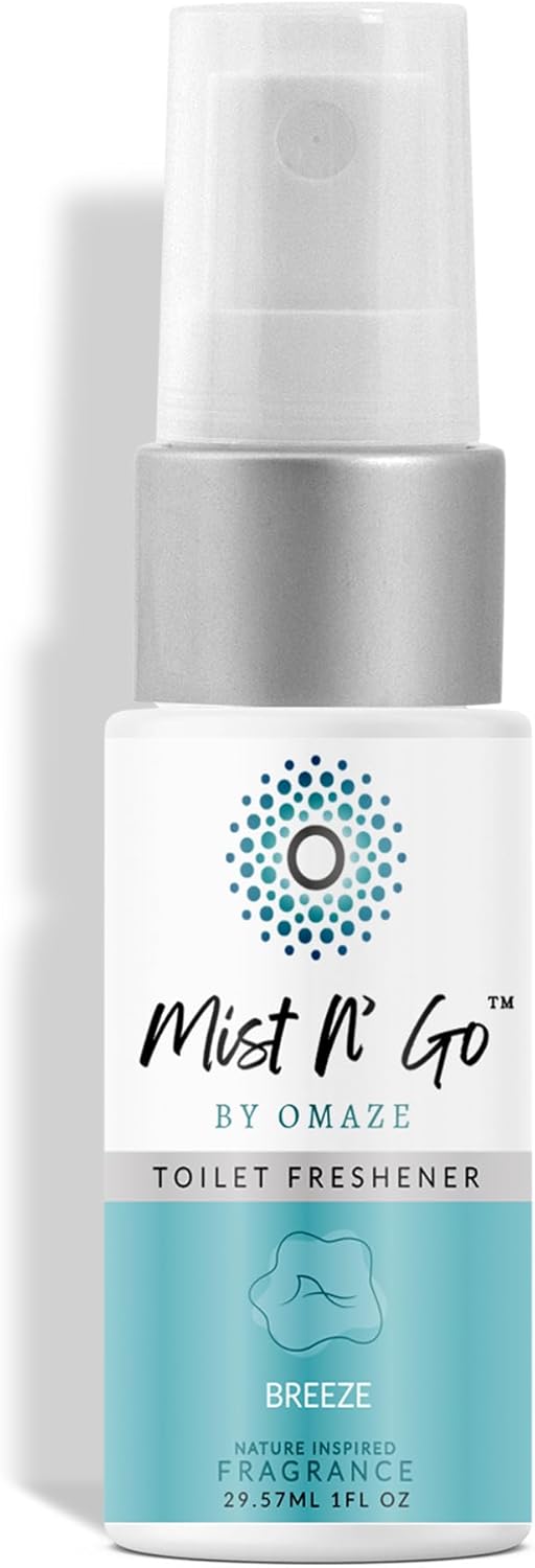 Mist N’ Go by Omaze Travel Bathroom Spray for Toilet Spray Odor Eliminator - Travel Toilet Spray for Bathroom Air Freshener Spray for Bathroom Deodorizer - Breeze Travel Size (1oz x1)