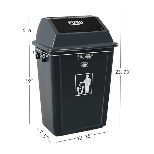 4 Packs 13 Gallon Commercial Heavy-Duty Trash/Garbage Can, Swing Lid Waste Container for Home/Garage/Kitchen/Outdoor/Driveway
