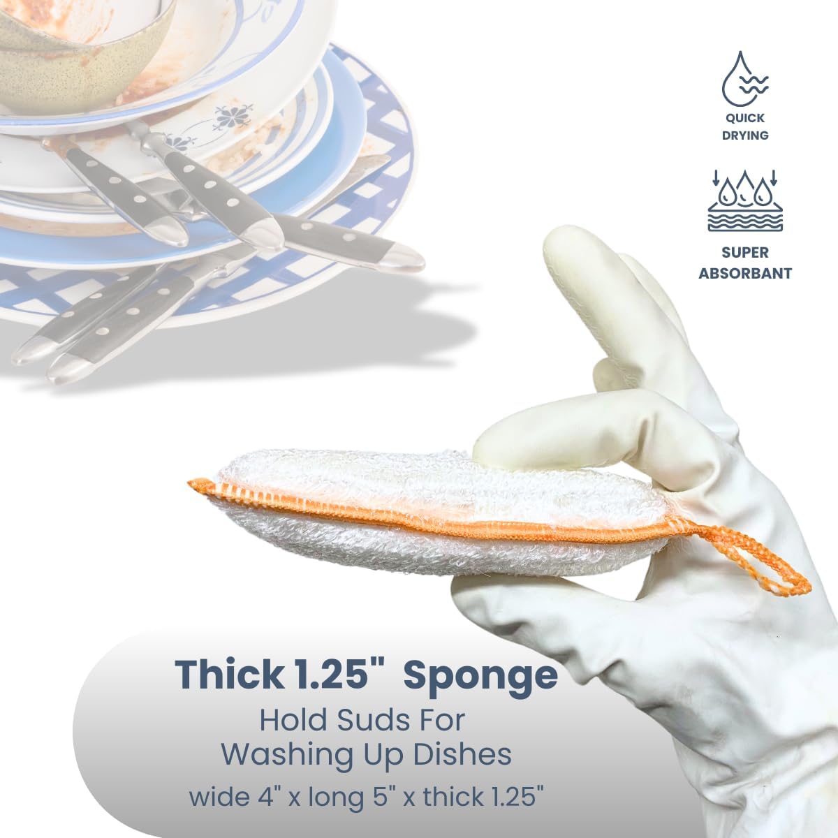 Whiffkitch Bamboo Fiber Kitchen Sponges – Washable Multicolor Non Scratch Dish Sponge Set for Sink, Dishes, and Countertops – Durable Household Cleaning Pads, Washable Dishwashing Scrubbers, 4-Pack