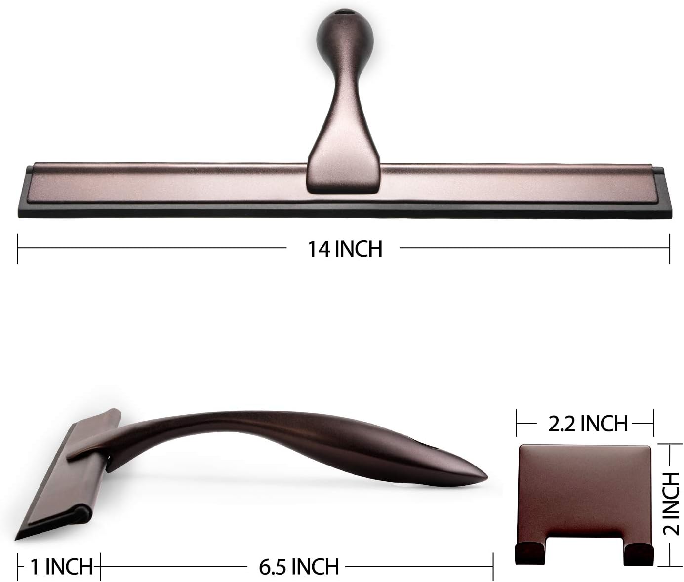 Hiware All-Purpose Shower Squeegee for Shower Doors, Bathroom, Window and Car Glass - Bronze, Stainless Steel, 14 Inches