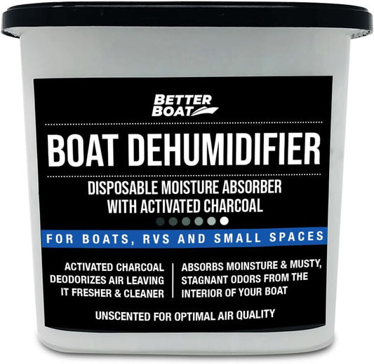 Moisture Absorber and Boat Dehumidifier, Charcoal Odor Remover for Damp Smell and Humidity, Unscented and Fragrance-Free, 1 Pack, Ideal for Basement, Closet, Home, RV, or Boating, No Refill Needed