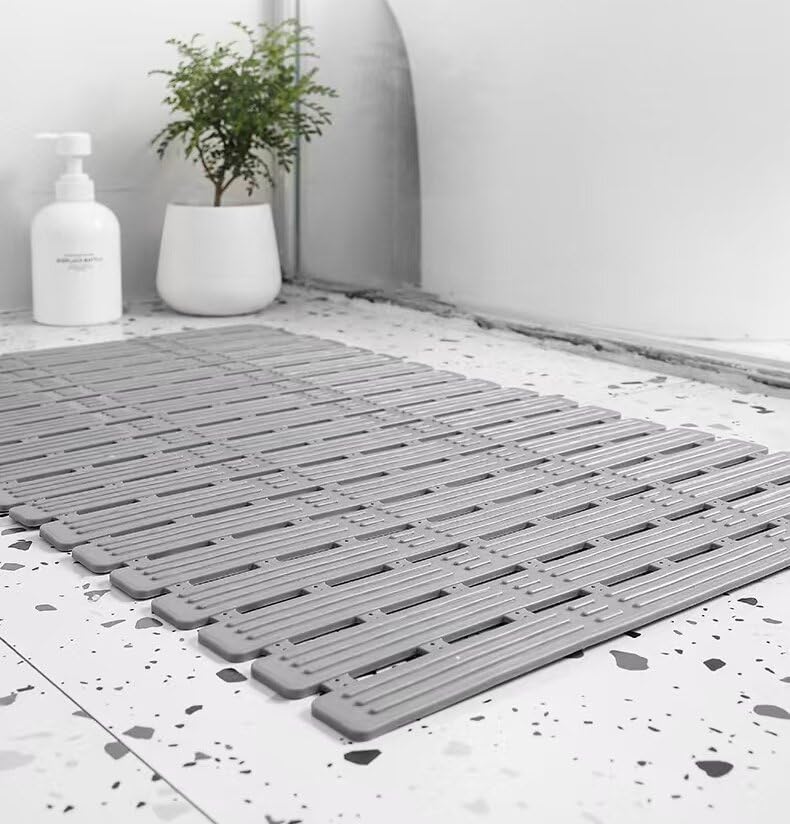 Bathtub Mat Non Slip for Bathroom with Suction Cups and Drain Holes 35.4 * 15.7 Inch Shower Mat for Inside Shower, Quick Dry Bath Mat for Baby Kids Seniors, Easy to Cut, Easy Dry