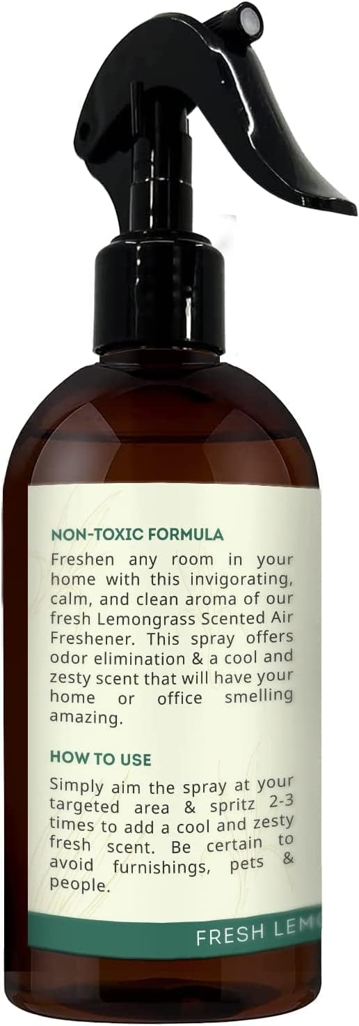 Kate Naturals Air Freshener Spray for Home. Lemongrass Essential Oil Odor Eliminator Room Freshener Spray for Pillows, Bedding, Linen (8 fl oz, Pet Safe, Non-Toxic)