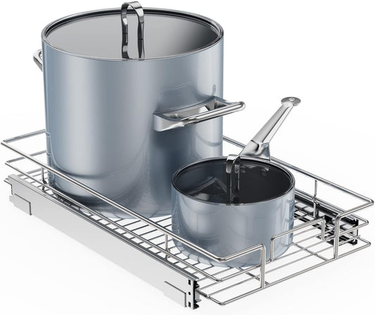 ROOMTEC Pull Out Cabinet Organizer, Cabinet Pull Out Shelves 11" W x 21" D, Heavy Duty Cabinet Drawers Slide Out Kitchen Cabinet Organizers Storage Shelf