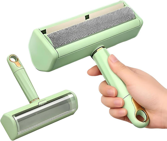 Pet Hair Remover Lint Roller - Washable Reusable, Static Adsorption for Cat Dog Hair Removal On Furniture, Sofas, Bedding, Carpets，Pet Hair Removal Tool，Dog Hair Remover，Lint Remover (Green)