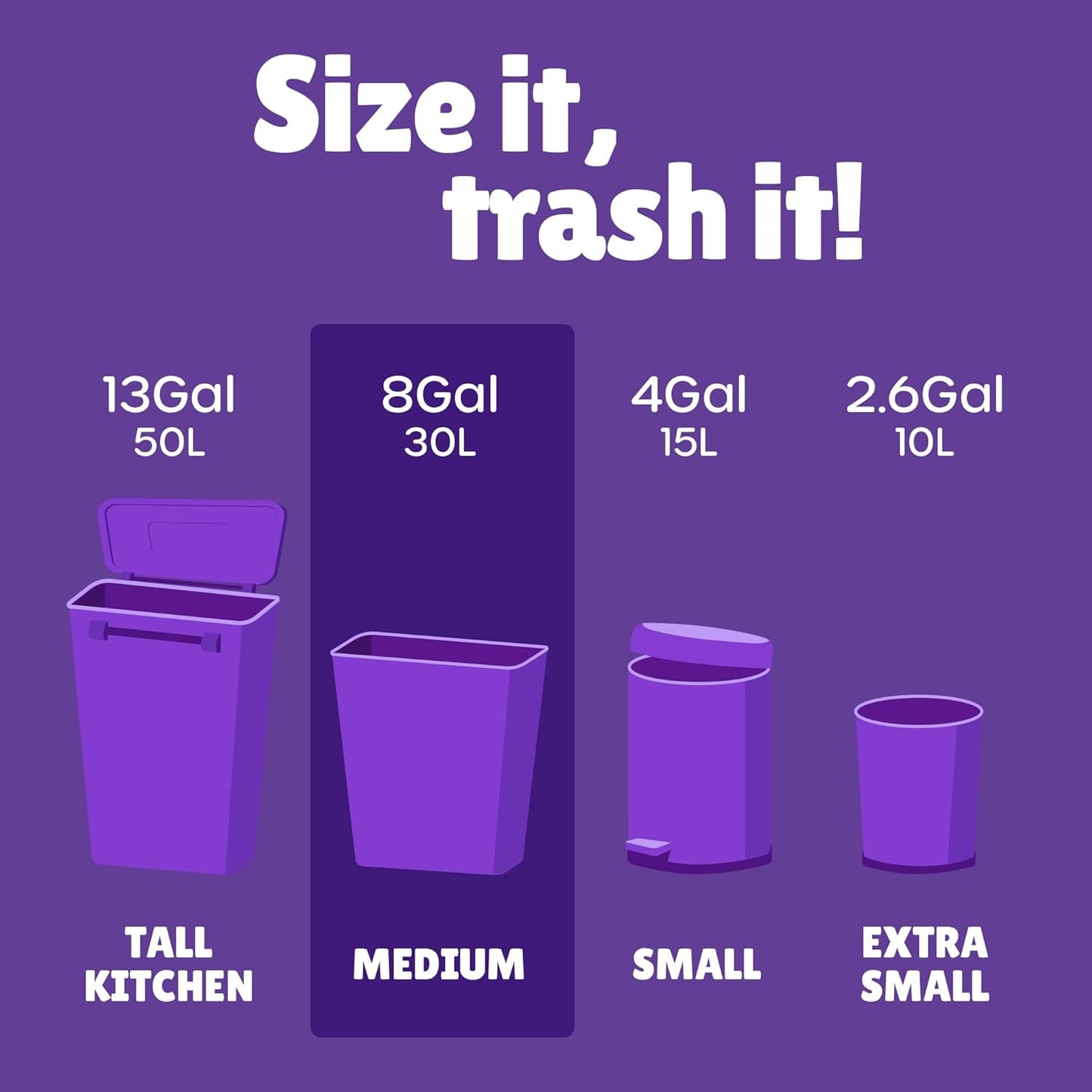 FORID 8 Gallon Trash Bags Multi Colored - Extra Thick Garbage Bags Unscented, Strong Plastic Waste Can Liners for Home Bathroom Office Kitchen,150 Bags 5 Rolls,30 Liters