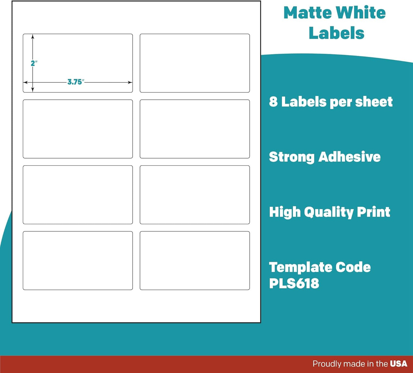 Premium Label Supply White Sticker Mailing Labels – 3.75" x 2" – Laser/Inkjet Compatible – (8 per Sheet), 100 Sheets – 800 Total Adhesive Labels