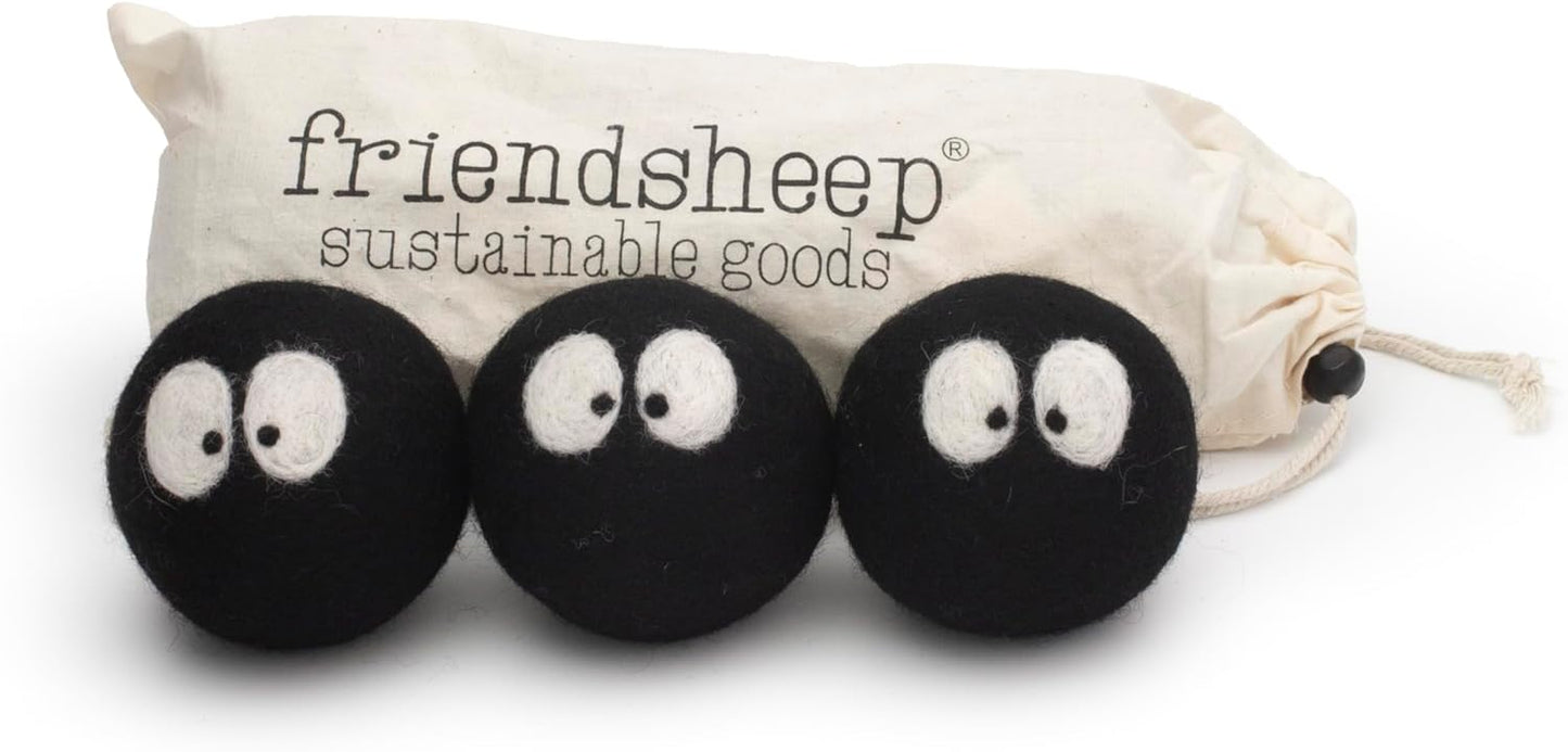 Friendsheep Wool Dryer Balls, Organic Reusable Fabric Softener Alternative for Laundry, Handmade, Fair Trade, Hypoallergenic, Eco-Friendly, Plastic-Free (3 Pack XL – Sprites)