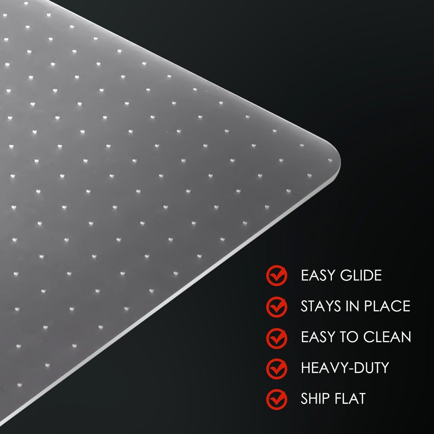 Kuyal Office Chair Mat for Carpet, 2 Pack 46x 55 Clear Heavy Duty Computer Chair Mat, Under Desk Protector Carpeted Floors Mat, Easy Chair Movement,Ship Flat