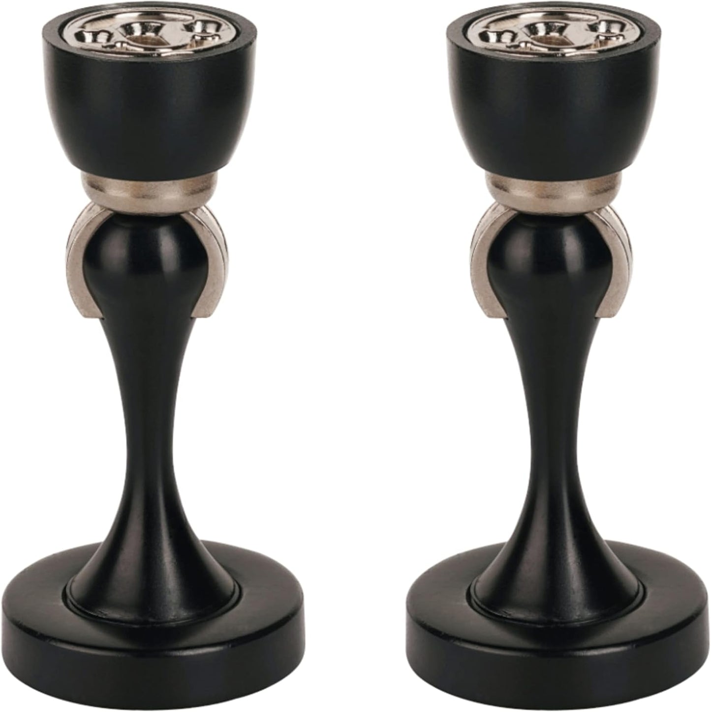 Magnetic Door Stop, Stainless Steel, Magnetic Door Catch, Door Holder, Door Stops, Wall Mounted, Floor Mounted, Door Banging Prevention (Large x 2pack, Black)