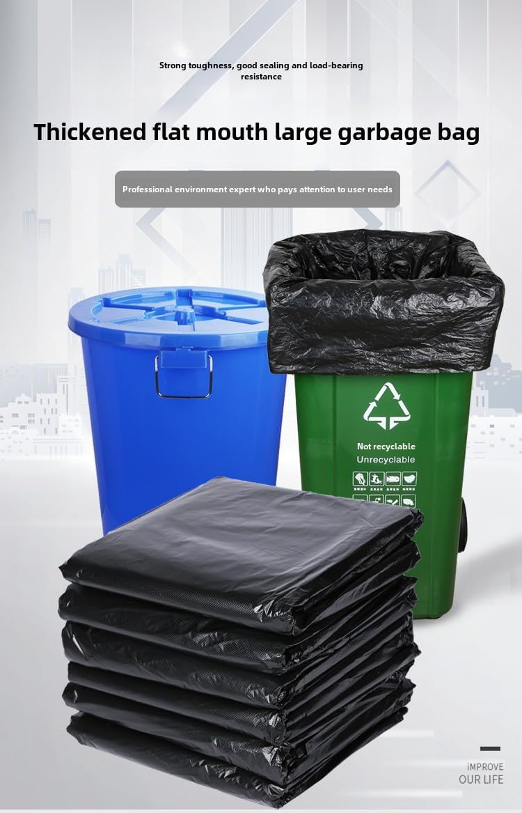 DJDBaihuo 70-gallon trash bags, 47.24" x 55.12", 60-pack, leak-proof & tear-resistant for large waste disposal in parties, schools, offices, hospitals & public areas.