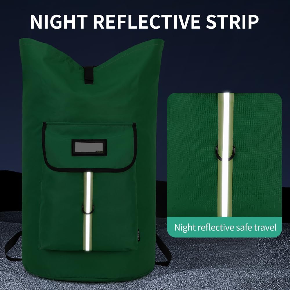 Extra-Large Heavy Duty Laundry Bag Backpack - Drawstring Closure (Grass Green)