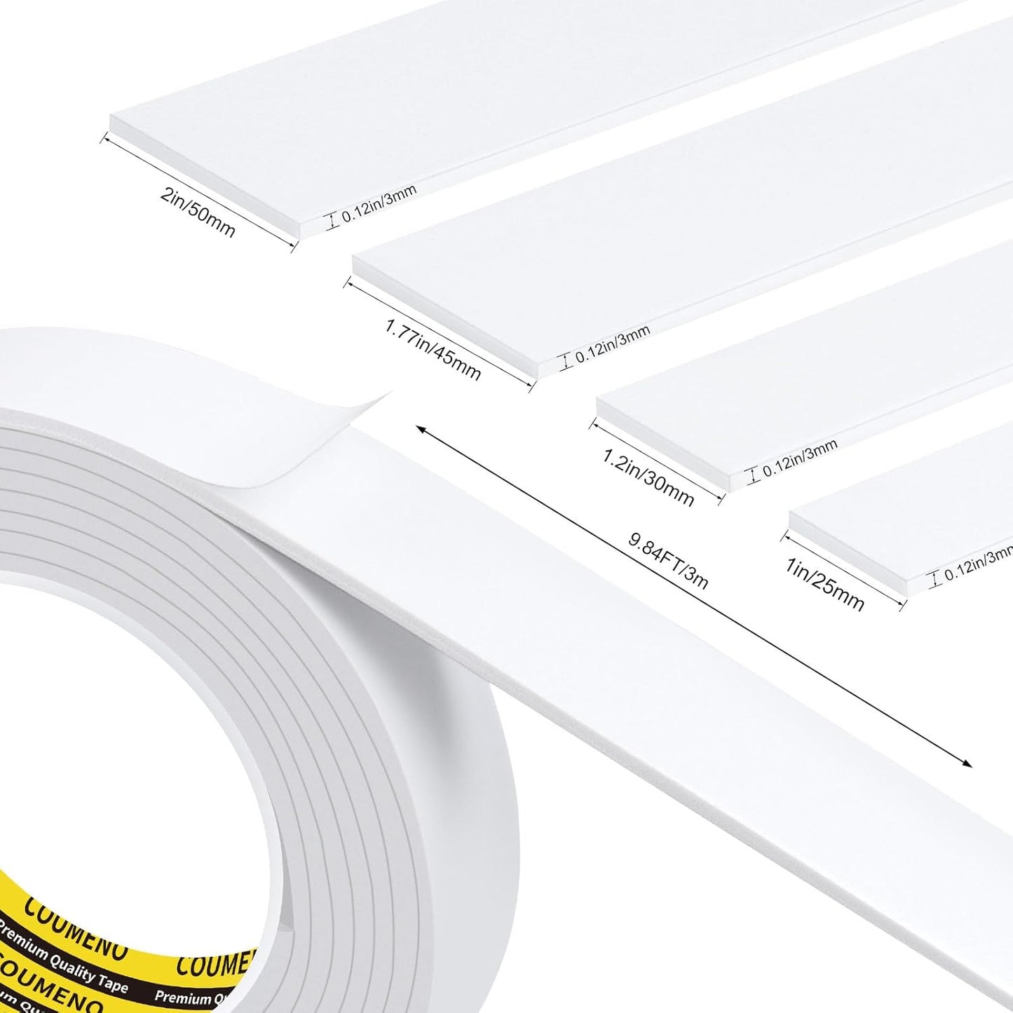 EVA Single-Sided Adhesive White Foam Tape, Single-Sided Sealing Strip Foam Pad Sponge Tape Window Weatherproof, Self-Adhesive Insulation Sealing Tape 2inX9.84FT