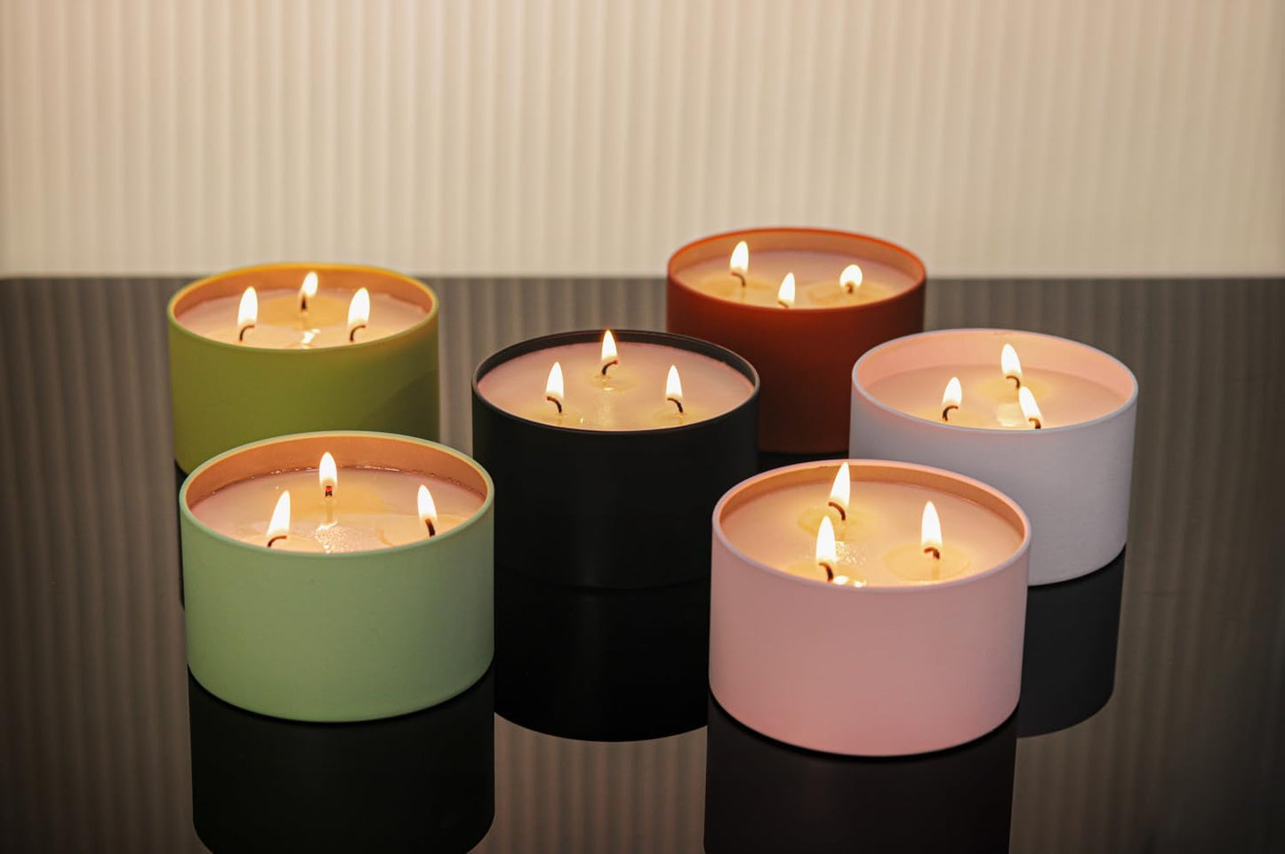 Candle Tins with Lids, 3-Wick Jars 14oz/420ml - 12 Pack Seamless Bulk Containers for Candle Making - Pink