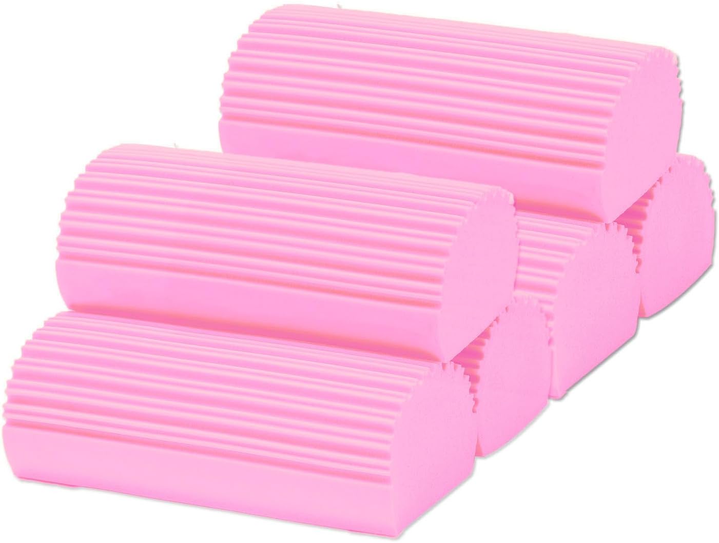 6-Pack Damp Clean Duster Sponge,Magic Sponge Eraser for Housekeeping,Reusable Cleaning Sponge for Blinds,Vents,Mirrors,Glass, Baseboards,Window Track Grooves and Railings (Pink)