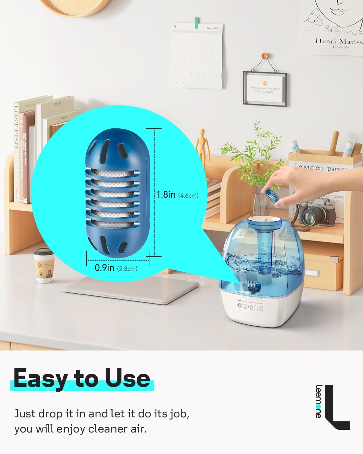 Leemone Demineralization Cartridge Compatible with HoMedics Ultrasonic Humidifiers, 20 Pack Humidifier Filter Replacements, Purifies Water, Filters Mineral Deposits