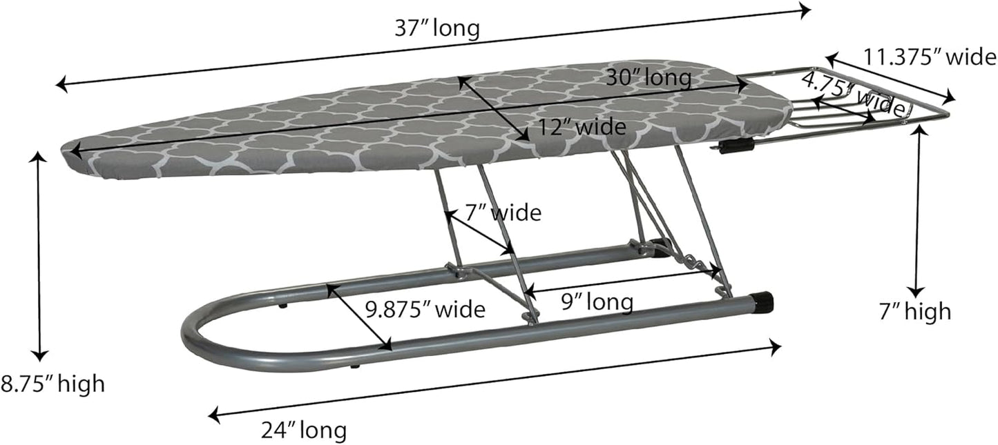 Household Essentials Tabletop Ironing Board with Iron Rest and Door Hanger | Compact Folding Ironing Station for Dorm Rooms, Apartments, and Small Spaces | 36.5"x12"
