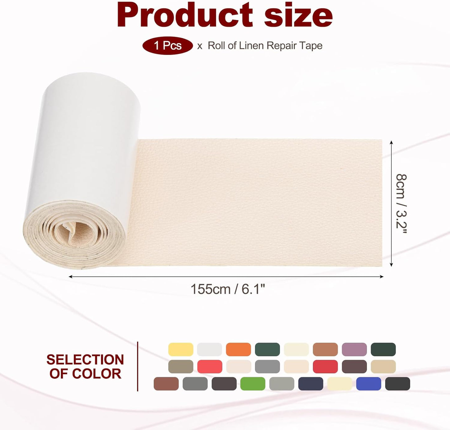 PATIKIL Leather Patches Tape for Furniture, 3.2 x 61 Inch Self Adhesive Vinyl Leather Repair Kit Cover Sheet for Couch, Sofa, Car Seats, Office Chair, Bright White