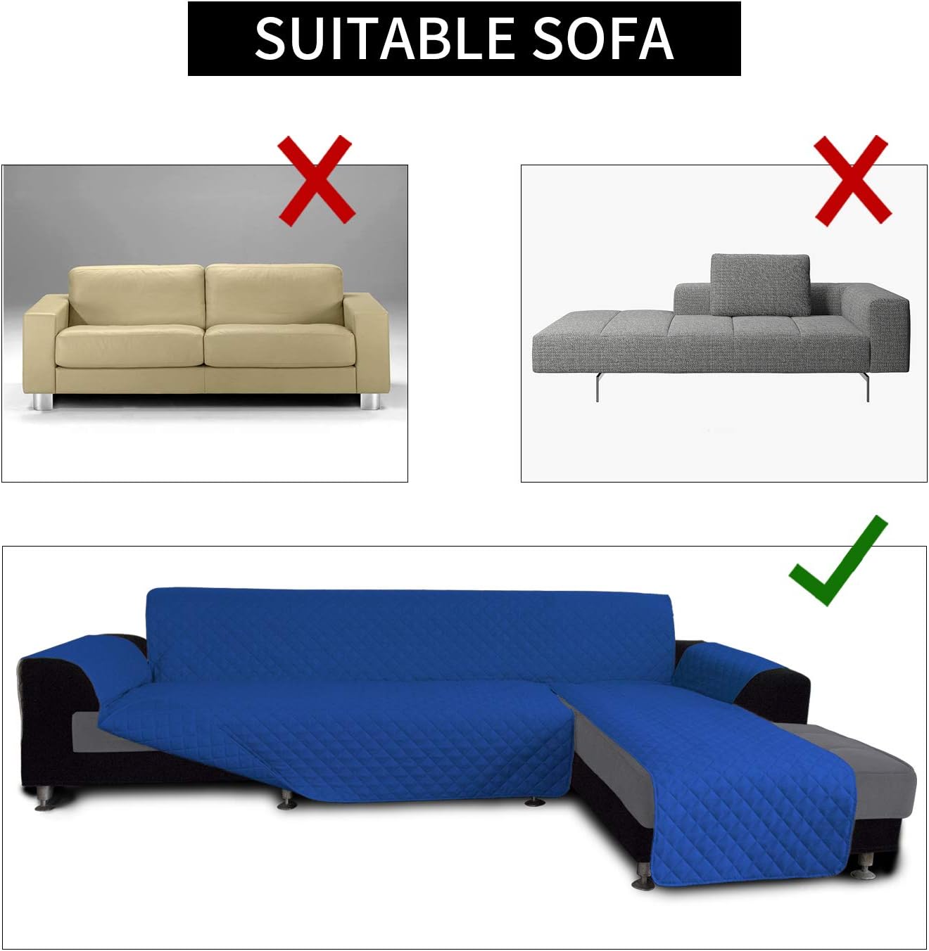 Easy-Going Sofa Slipcover L Shape Sofa Cover Sectional Couch Cover Furniture Protector Mat for Pets Dog Cat (X-Large, ClassicBlue/ClassicBlue)