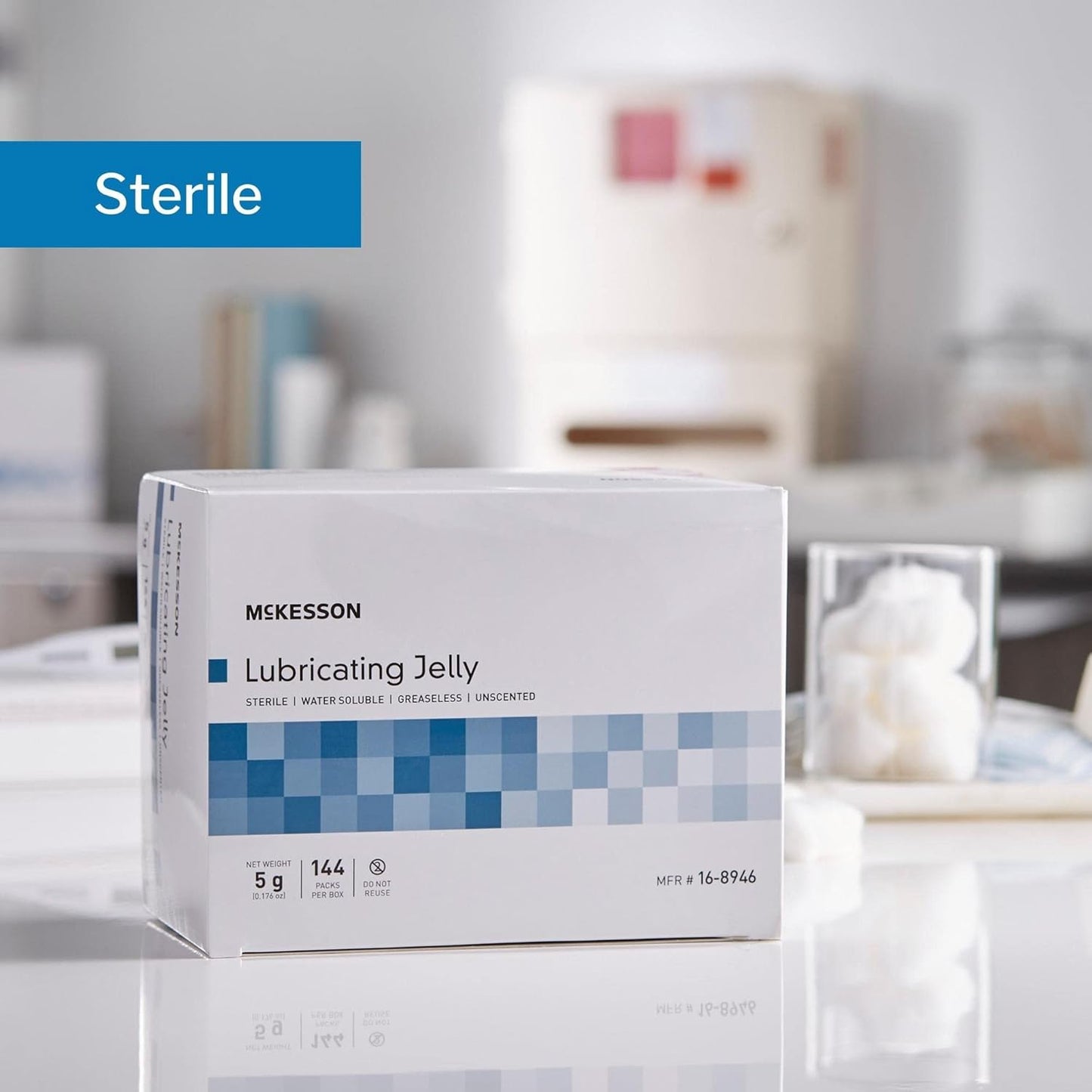 McKesson Lubricating Jelly, 5 g [144 Count] Water Based Non-Sticky Lube, Water Soluble Lubricant Gel - for Surgical, Medical, Personal – Sterile Individual Packets