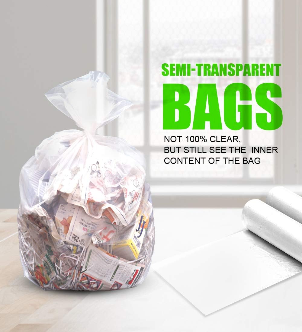 FORID 13 Gallon Trash Bags - Clear Plastic Garbage Bags Medium Tall Trash Can Liners for Kitchen Office Home Waste Bins Unscented One Box with 5 Roll 110 Count 55 Liter - Thick & Durable Trash Bag