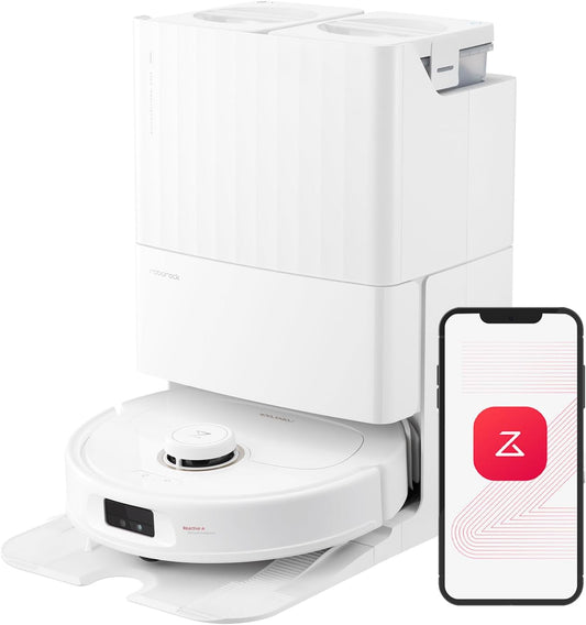 roborock Qrevo MaxV Robot Vacuum and Mop, FlexiArm Design, Hot Water Re-Wash & Re-Mop, Auto-Drying, Self-Emptying, 7000Pa Suction, Built-in Voice Assistant, Smart Obstacle Avoidance(Refurbished)