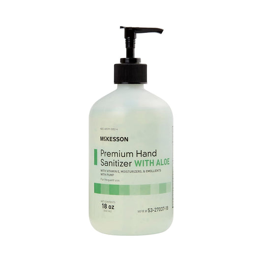 McKesson Hand Sanitizer with Aloe, 18 oz Pump Bottle [Pack of 5] - 70% Ethyl Alcohol, Spring Water Scent, No-Rinse Sanitizing Gel with Vitamin E and Moisturizers, Medical-Grade