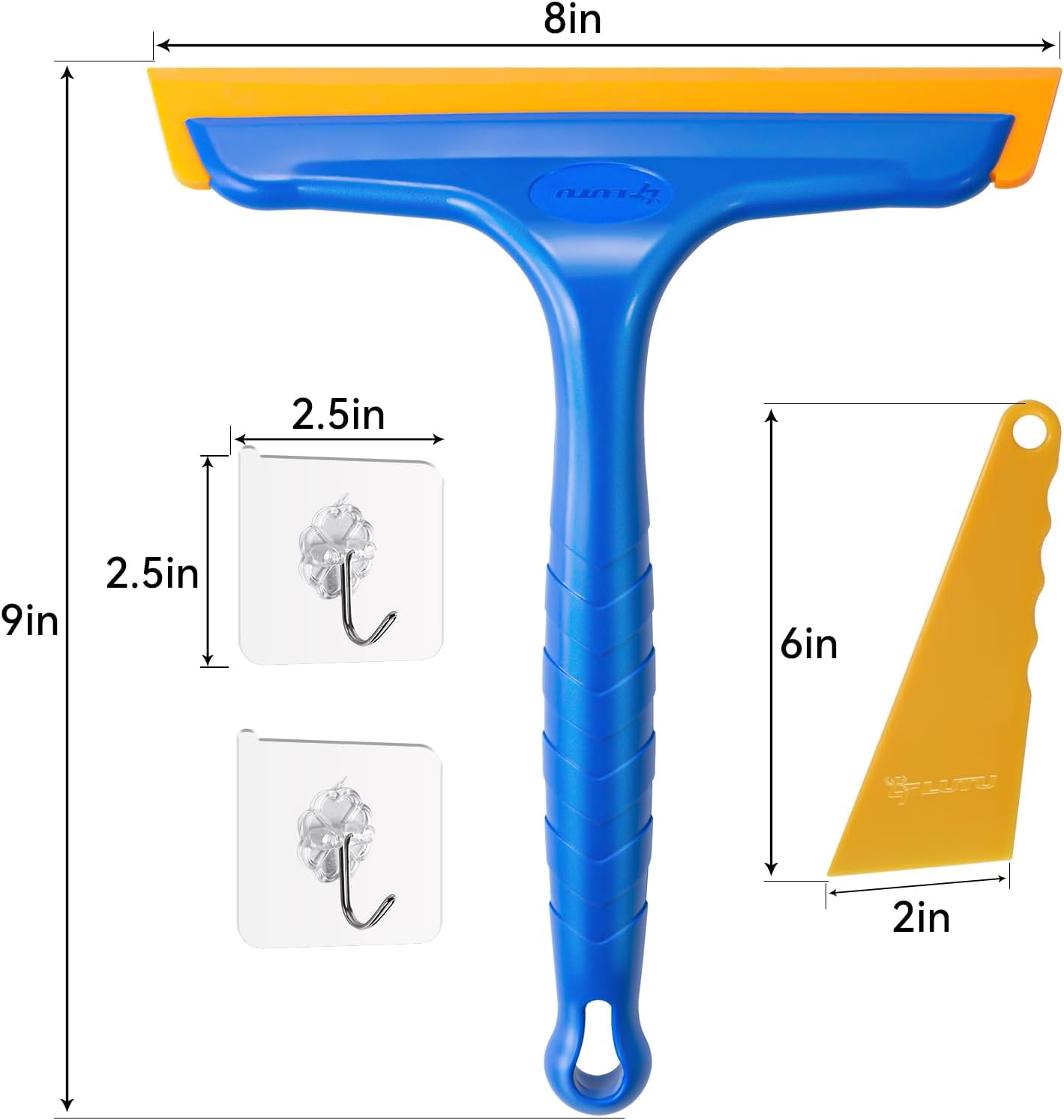 Shower Squeegee for Glass Doors, Bathroom Squeegee for Shower, Window Squeegee, Home Bathroom Silicone Cleaner Tool, Suitable for Bathroom, Kitchen, Tile, Mirror, Car Glass, by LTLUTU, 8in Blue
