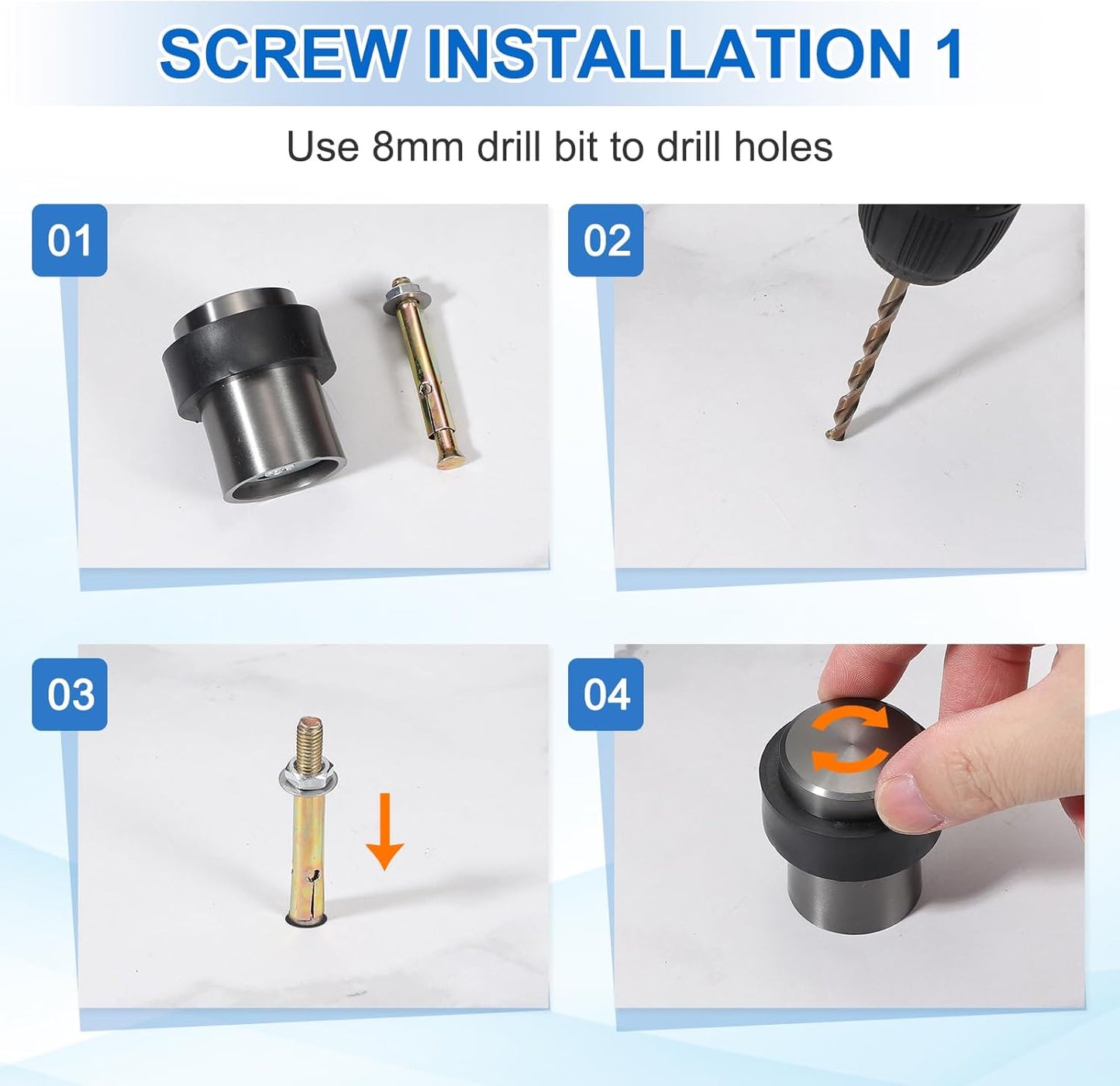 PATIKIL 3Set Round Door Stoppers, 46mm Stainless Steel Door Stop Doorstop Wedge Metal Cylinder Self Adhesive with Screw for Bottom of Door Floor Inside, Bronze