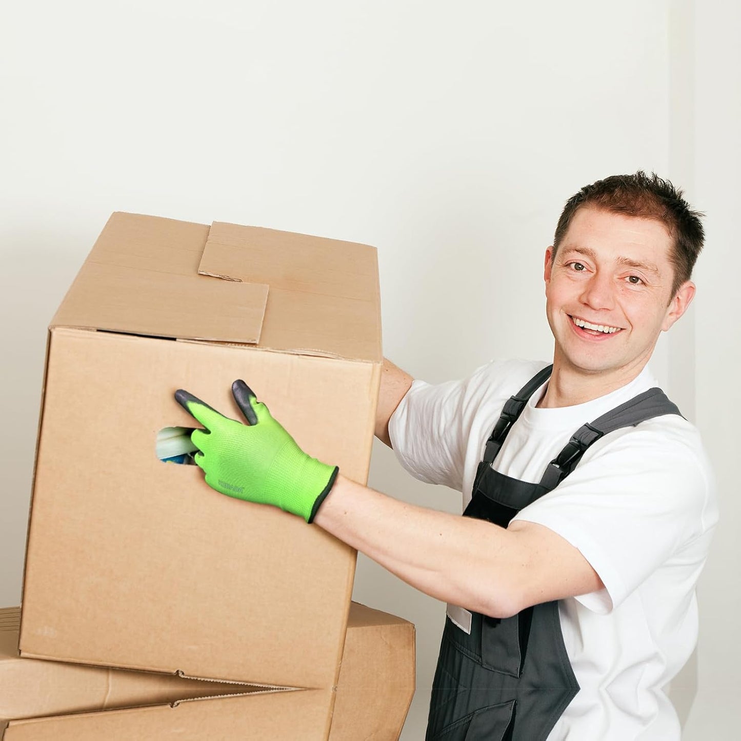 Kebada W1 Work Gloves for Men and Women, Touchscreen PU Coated Gloves with Grip, 50 Pairs Bulk Pack, Ideal for Warehouse Package Handling, Construction, Gardening, Green Medium