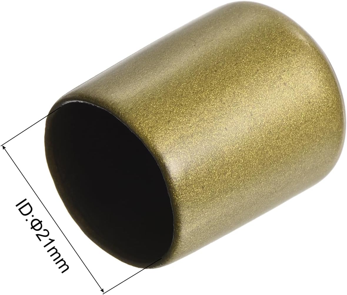 uxcell 20pcs Rubber End Caps 21mm ID Vinyl Round Tube Bolt Cap Cover Thread Protectors Gold