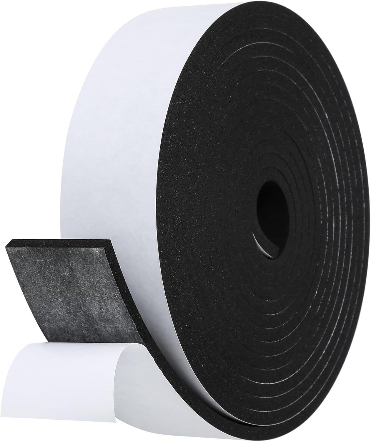 Weather Stripping Door Seal Strip- 2 Inch X 1/4 Inch X 16Feet, Strong Adhesive, Lightproof, Soundproof, Weatherproof Foam Tape Insulation for Sliding Door, Front Door Frame, Windows- Black